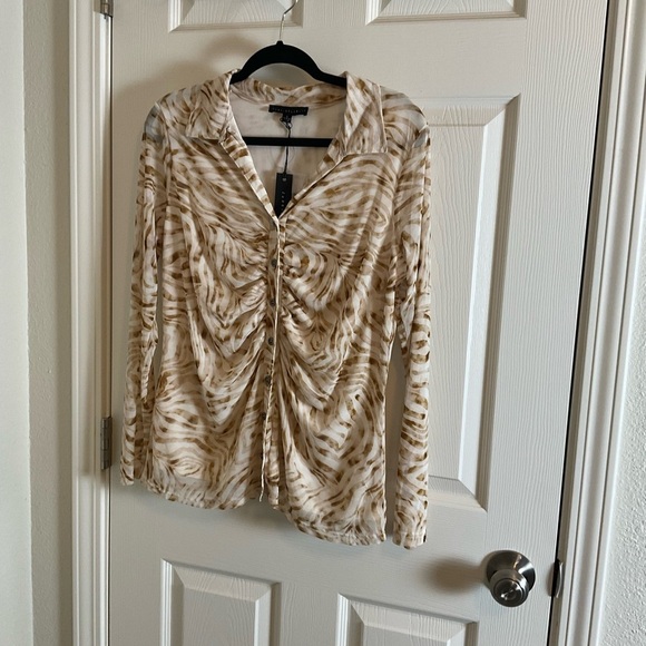 Jane+Delancey Elegant Cream and Brown Women's Top size large - Picture 8 of 8